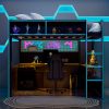 Full Size Gaming Loft Bed with Integrated Desk, Lights and Built-in Charging Station