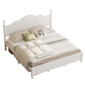 King Size Platform Bed Frame with Retro Wave Headboard