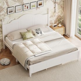 King Size Platform Bed Frame with Retro Wave Headboard