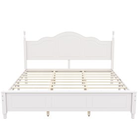 King Size Platform Bed Frame with Retro Wave Headboard