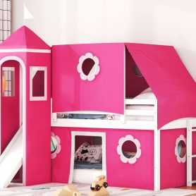 Twin Size Loft Bed with Slide, Tent and Tower