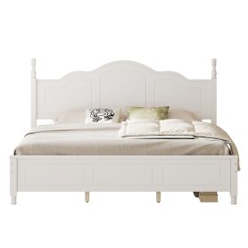 King Size Platform Bed Frame with Retro Wave Headboard