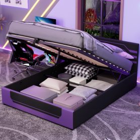 Modern Queen Size Hydraulic Storage Gaming Bed Frame