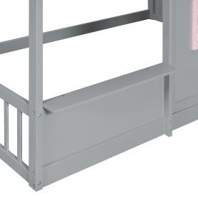 Full Over Full House Bunk Bed with Storage Staircase & Shelves