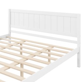 King Size Platform Bed Frame With Headboard, Wood Slat Support