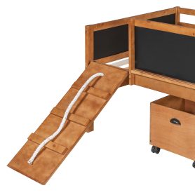 Twin Size Loft Bed Wood Bed With Two Storage Boxes