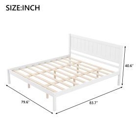 King Size Platform Bed Frame With Headboard, Wood Slat Support