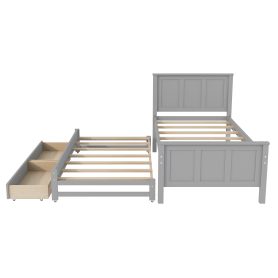 Twin Size Platform Bed with Trundle and Drawers