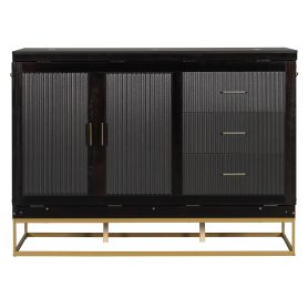 Murphy Queen Bed With Frosted Glass Doors Design, Fake Drawers, Metal Legs