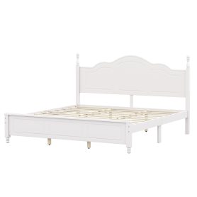 King Size Platform Bed Frame with Retro Wave Headboard