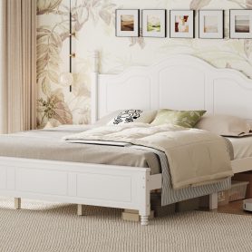 King Size Platform Bed Frame with Retro Wave Headboard