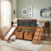 Twin Size Loft Bed Wood Bed With Two Storage Boxes