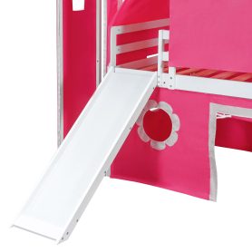 Twin Size Loft Bed with Slide, Tent and Tower