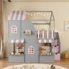 Full Over Full House Bunk Bed with Storage Staircase & Shelves