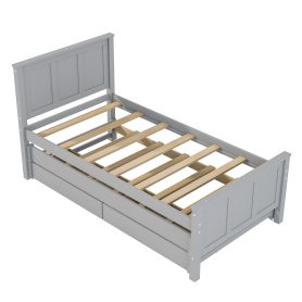 Twin Size Platform Bed with Trundle and Drawers