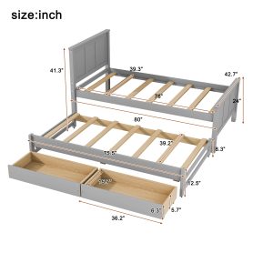 Twin Size Platform Bed with Trundle and Drawers