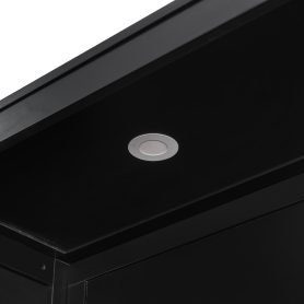 Queen Murphy Bed with Storage & Lights, Hidden Fold-Out Legs, Oak Veneer Finish, Built-in Shelves & Cabinets