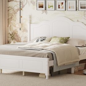 King Size Platform Bed Frame with Retro Wave Headboard