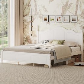 King Size Platform Bed Frame with Retro Wave Headboard