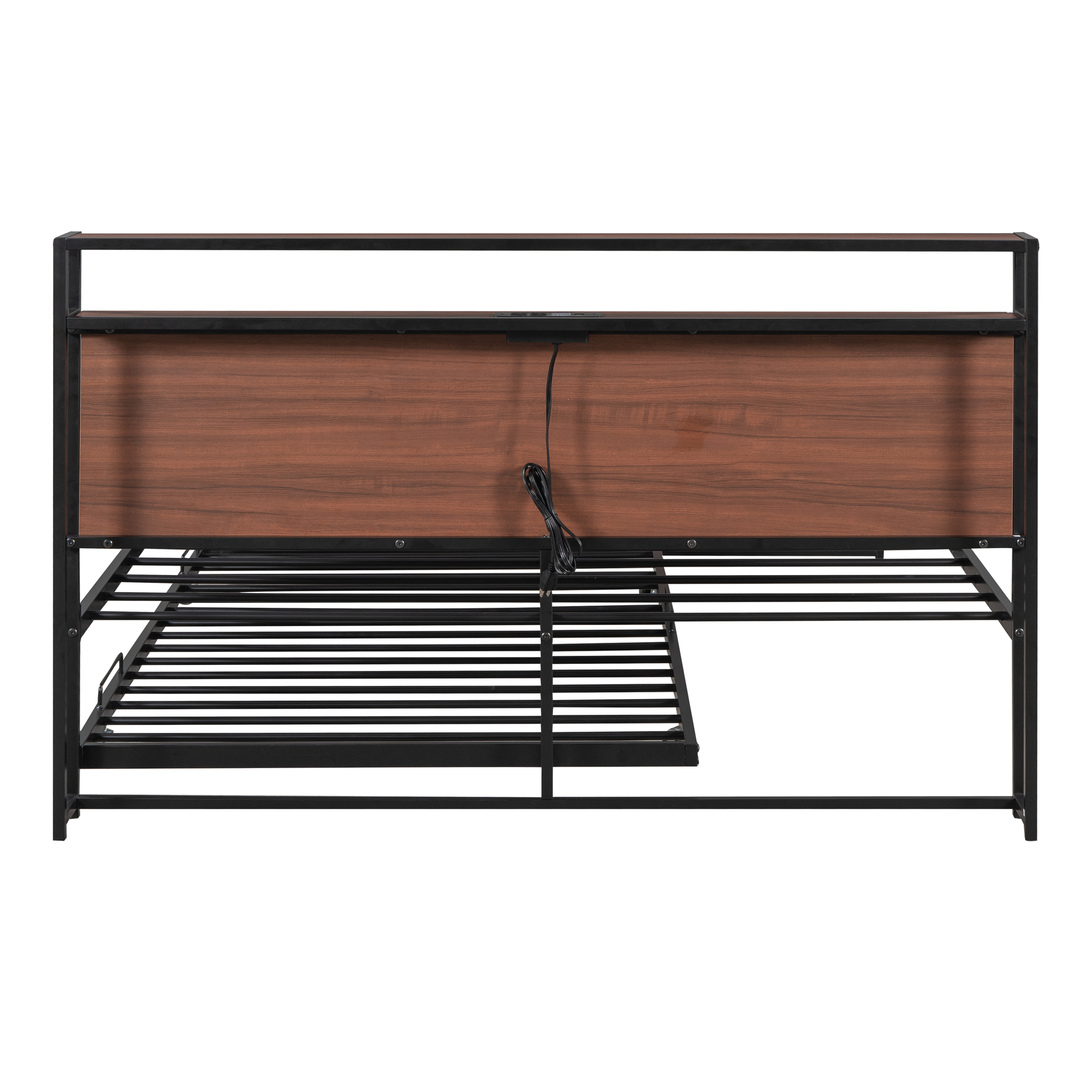 Queen Size Metal Platform Bed Frame with Trundle, USB Ports and Slat Support 9 Queen Size Metal Platform Bed Frame with Trundle, USB Ports and Slat Support