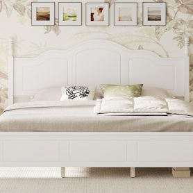 King Size Platform Bed Frame with Retro Wave Headboard