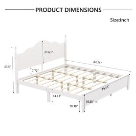 King Size Platform Bed Frame with Retro Wave Headboard