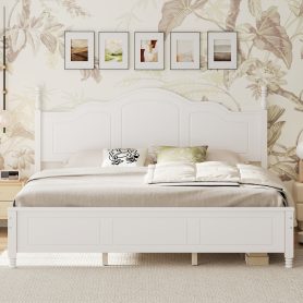 King Size Platform Bed Frame with Retro Wave Headboard