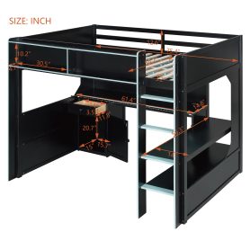 Full Size Gaming Loft Bed with Integrated Desk, Lights and Built-in Charging Station