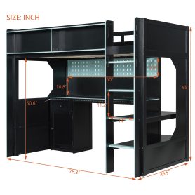 Twin Size Gaming Loft Bed with Integrated Desk, Lights and Built-in Charging Station