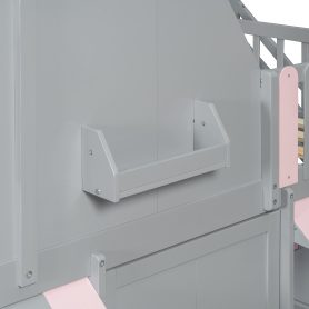 Full Over Full House Bunk Bed with Storage Staircase & Shelves