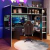 Twin Size Gaming Loft Bed with Integrated Desk, Lights and Built-in Charging Station
