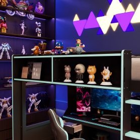 Twin Size Gaming Loft Bed with Integrated Desk, Lights and Built-in Charging Station