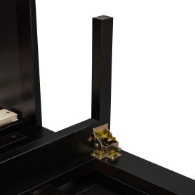 Murphy Queen Bed With Frosted Glass Doors Design, Fake Drawers, Metal Legs