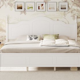 King Size Platform Bed Frame with Retro Wave Headboard