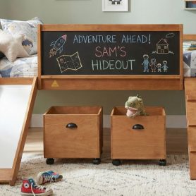 Twin Size Loft Bed Wood Bed With Two Storage Boxes