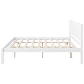 King Size Platform Bed Frame With Headboard, Wood Slat Support