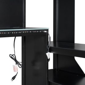 Full Size Gaming Loft Bed with Integrated Desk, Lights and Built-in Charging Station
