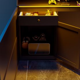 Full Size Gaming Loft Bed with Integrated Desk, Lights and Built-in Charging Station