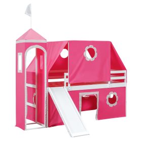 Twin Size Loft Bed with Slide, Tent and Tower