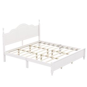 King Size Platform Bed Frame with Retro Wave Headboard
