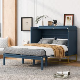 Queen Size Murphy Bed With Iron Legs, Modern Design