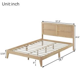 Full Size Solid Wood Bed with Rattan Headboard 56 Full Size Solid Wood Bed with Rattan Headboard