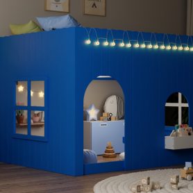 Full Size Kids Loft Bed With Warm LED Light String 33 Full Size Kids Loft Bed With Warm LED Light String