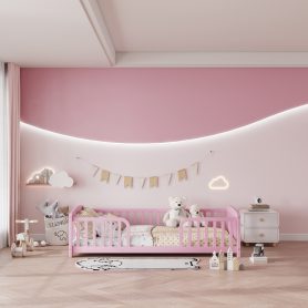 Twin Size Floor Fence Bed with Central Entrance 58 Twin Size Floor Fence Bed with Central Entrance