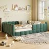 Full Size Velvet Upholstered Floor Bed