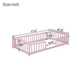 Twin Size Floor Fence Bed with Central Entrance 67 Twin Size Floor Fence Bed with Central Entrance
