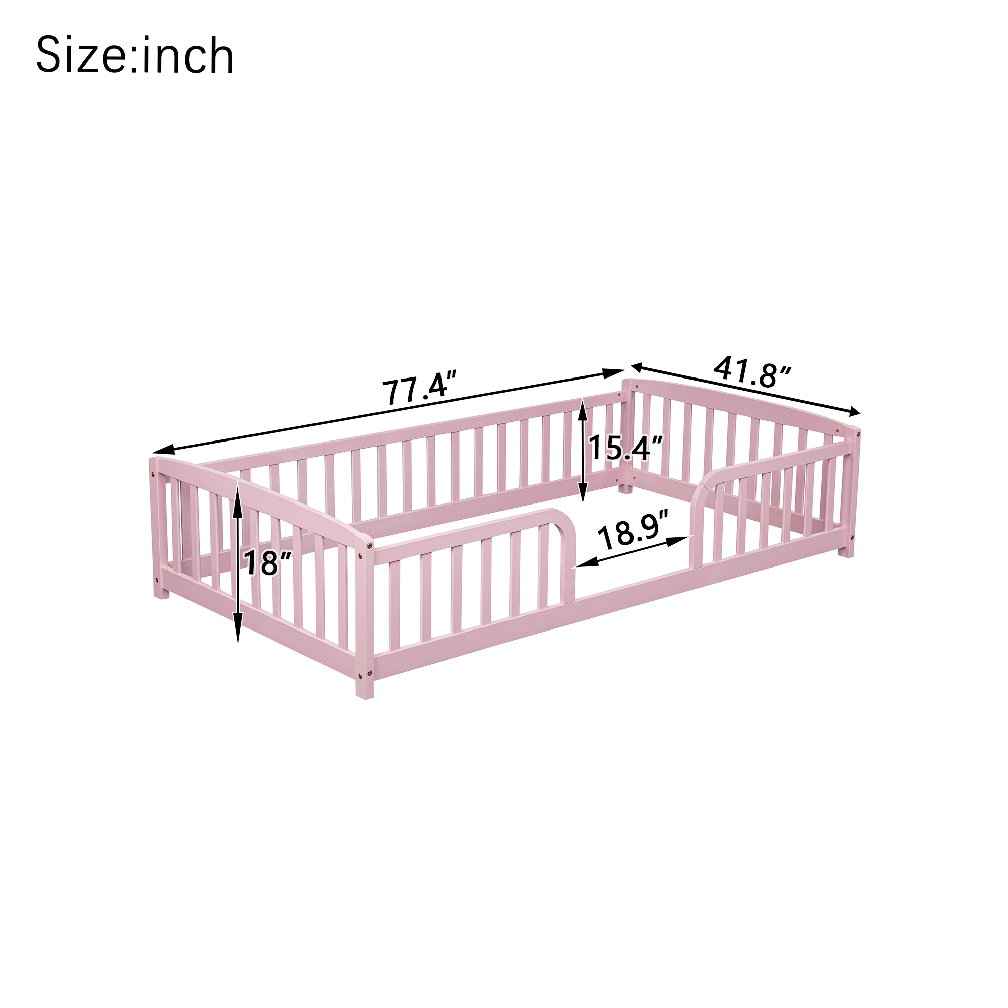 Twin Size Floor Fence Bed with Central Entrance 33 Twin Size Floor Fence Bed with Central Entrance