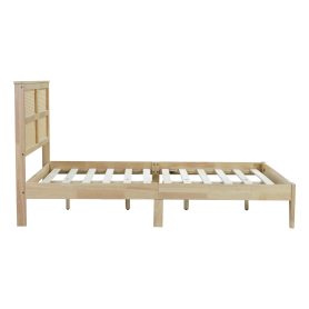 Full Size Solid Wood Bed with Rattan Headboard 59 Full Size Solid Wood Bed with Rattan Headboard