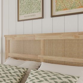 Full Size Solid Wood Bed with Rattan Headboard 41 Full Size Solid Wood Bed with Rattan Headboard