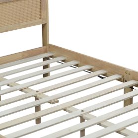 Full Size Solid Wood Bed with Rattan Headboard 35 Full Size Solid Wood Bed with Rattan Headboard